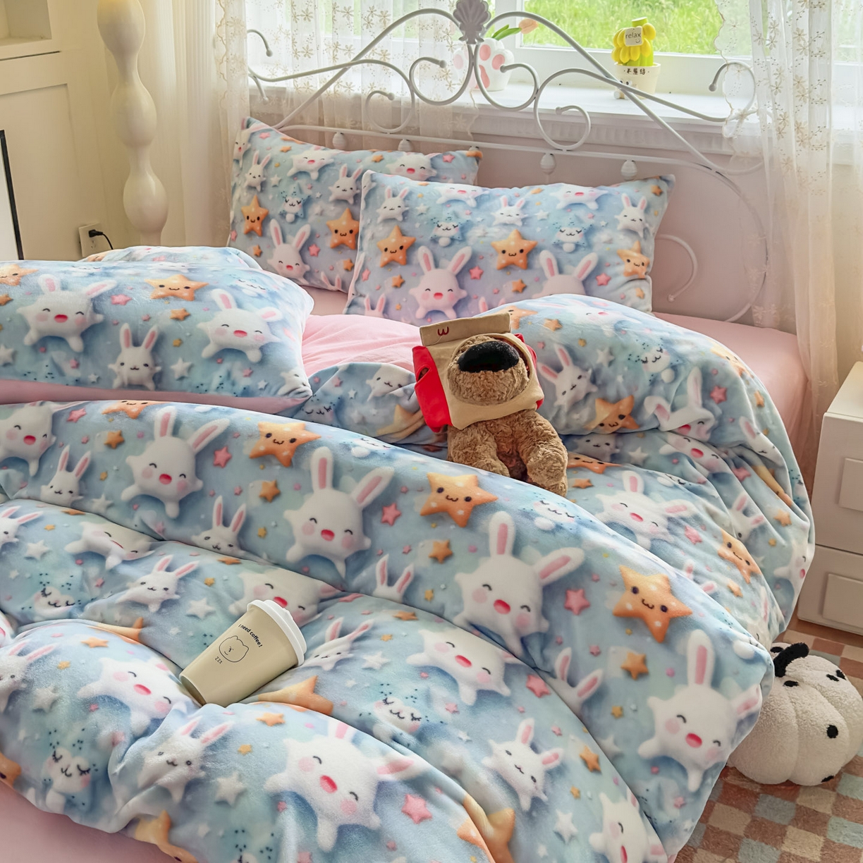 91家纺网 家纺一手货源 找家纺 潮邦创意家居 2025新款5D数码牛奶绒印花系列四件套 巧可