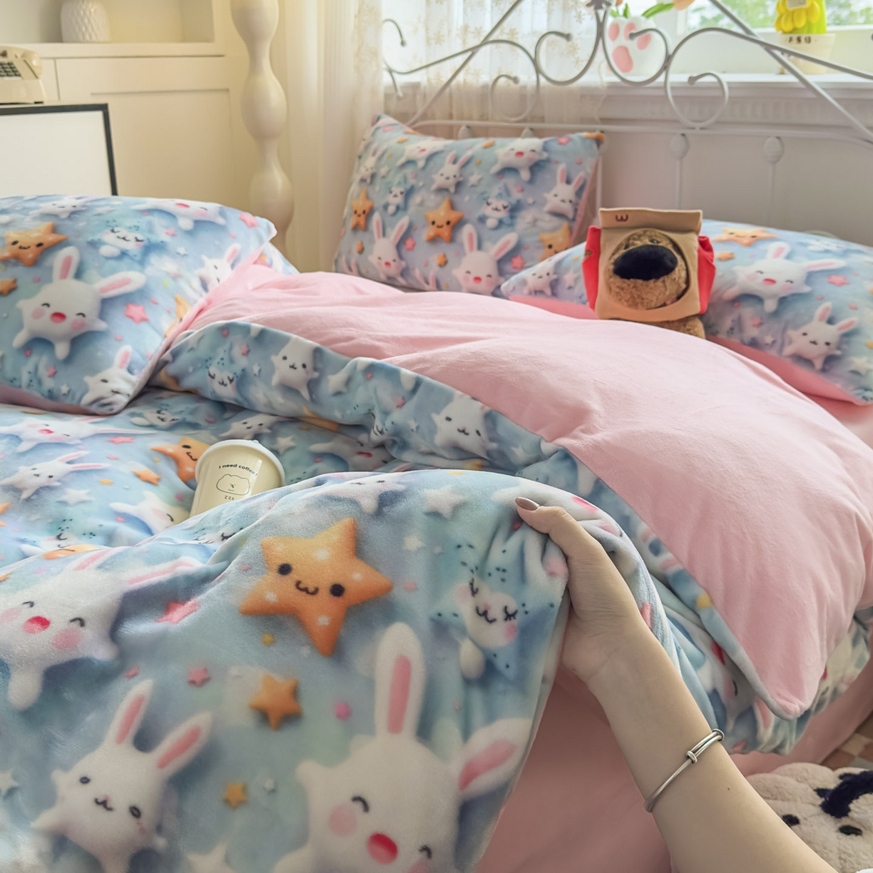 91家纺网 家纺一手货源 找家纺 潮邦创意家居 2025新款5D数码牛奶绒印花系列四件套 巧可