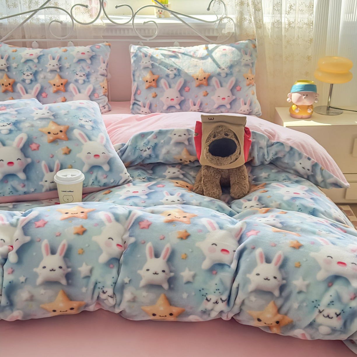 91家纺网 家纺一手货源 找家纺 潮邦创意家居 2025新款5D数码牛奶绒印花系列四件套 巧可