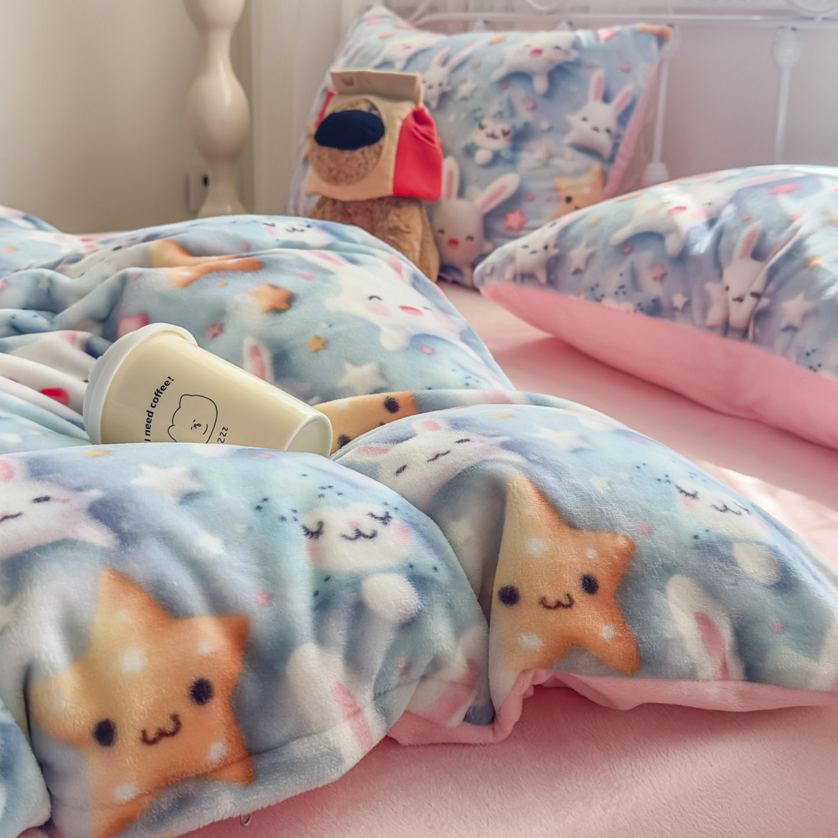 91家纺网 家纺一手货源 找家纺 潮邦创意家居 2025新款5D数码牛奶绒印花系列四件套 巧可