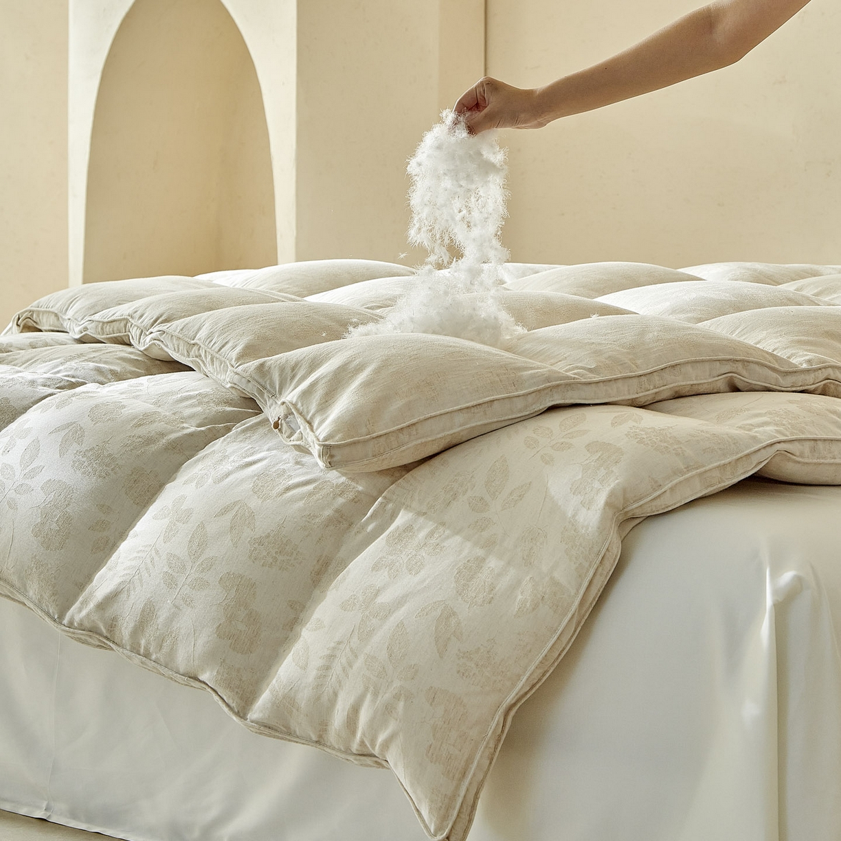 91家纺网 家纺一手货源 找家纺 （总）暖羽屋羽绒馆 2025新款乐町95白鹅绒被芯 双层羽绒被子 加厚冬被2米被子 春秋被