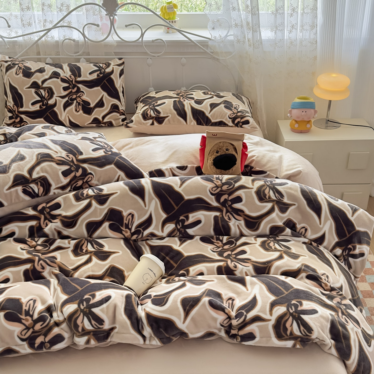 91家纺网 家纺一手货源 找家纺 潮邦创意家居 2025新款5D数码牛奶绒印花系列四件套 秋宣