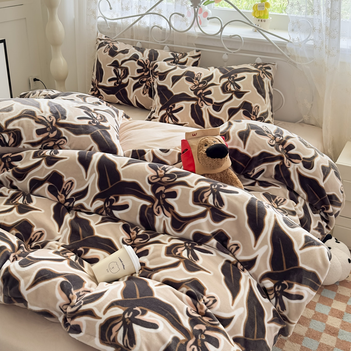 91家纺网 家纺一手货源 找家纺 潮邦创意家居 2025新款5D数码牛奶绒印花系列四件套 秋宣