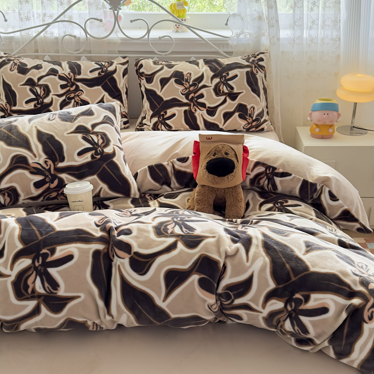 91家纺网 家纺一手货源 找家纺 潮邦创意家居 2025新款5D数码牛奶绒印花系列四件套 秋宣