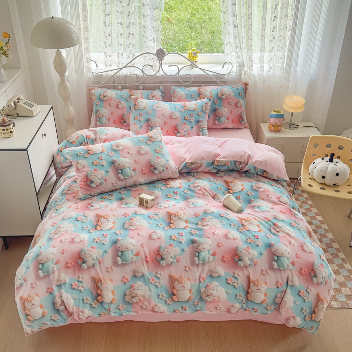 91家纺网 家纺一手货源 找家纺 潮邦创意家居 2025新款5D数码牛奶绒印花系列四件套 糖宝