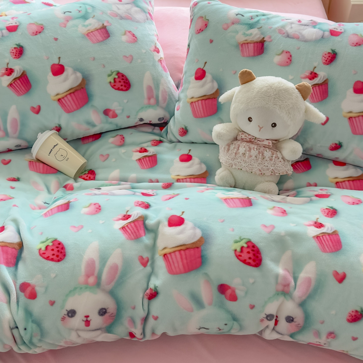 91家纺网 家纺一手货源 找家纺 潮邦创意家居 2025新款5D数码牛奶绒印花系列四件套 甜梦