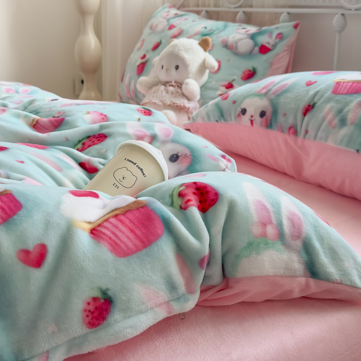 91家纺网 家纺一手货源 找家纺 潮邦创意家居 2025新款5D数码牛奶绒印花系列四件套 甜梦