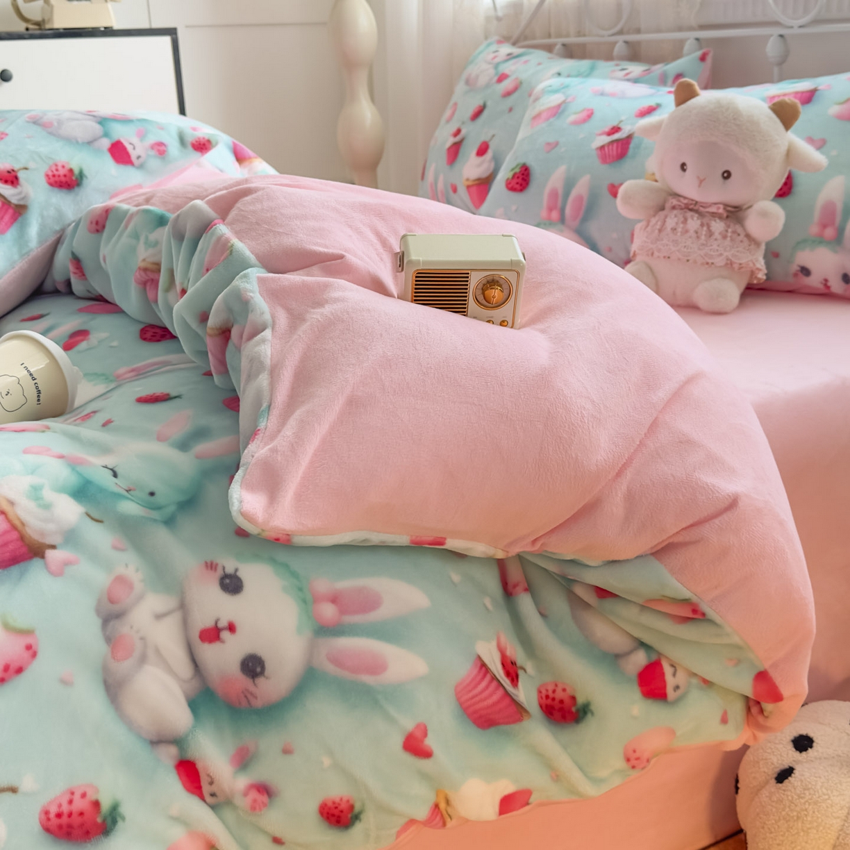 91家纺网 家纺一手货源 找家纺 潮邦创意家居 2025新款5D数码牛奶绒印花系列四件套 甜梦