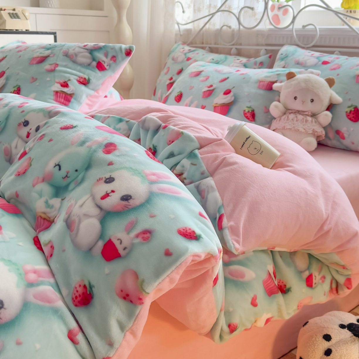 91家纺网 家纺一手货源 找家纺 潮邦创意家居 2025新款5D数码牛奶绒印花系列四件套 甜梦