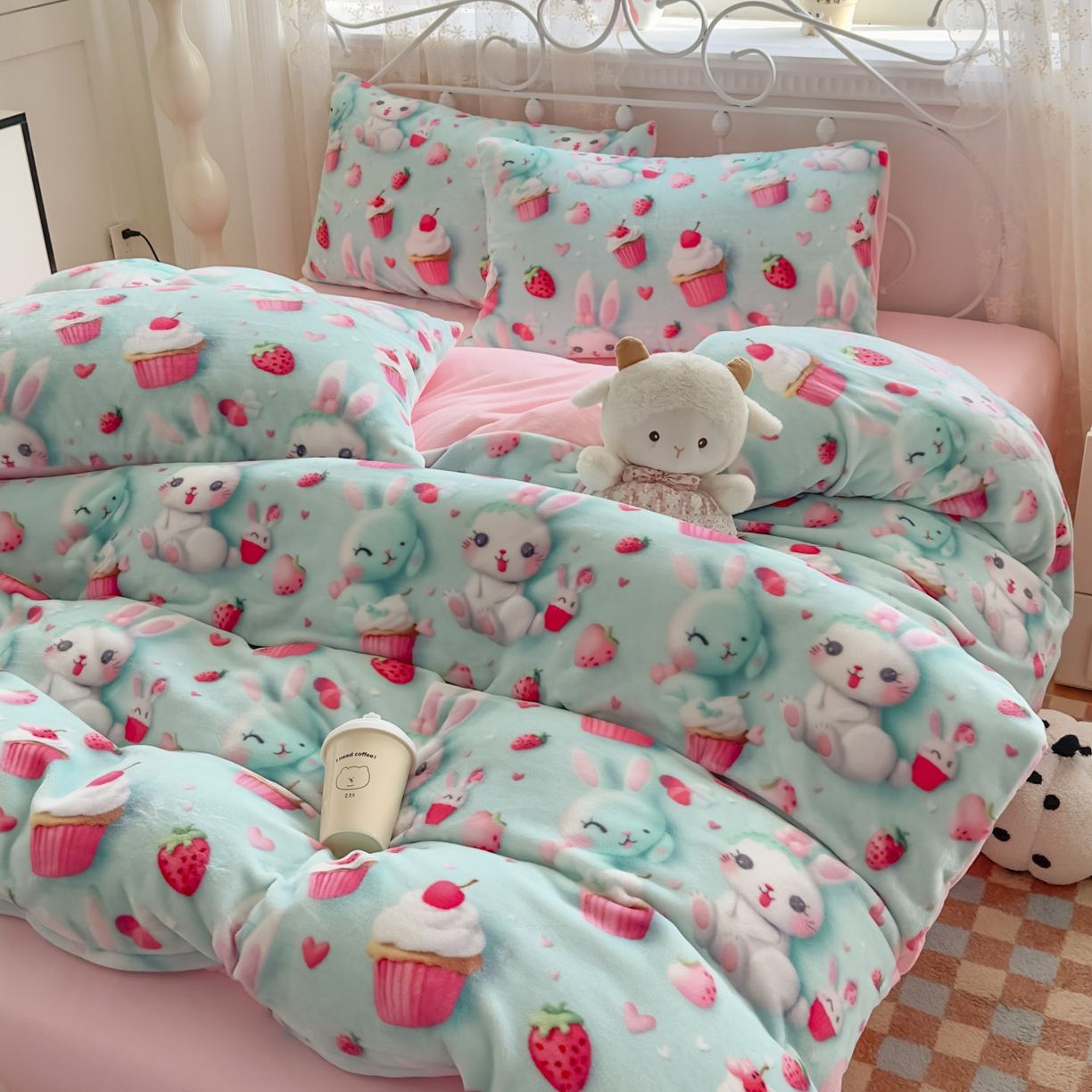 91家纺网 家纺一手货源 找家纺 潮邦创意家居 2025新款5D数码牛奶绒印花系列四件套 甜梦