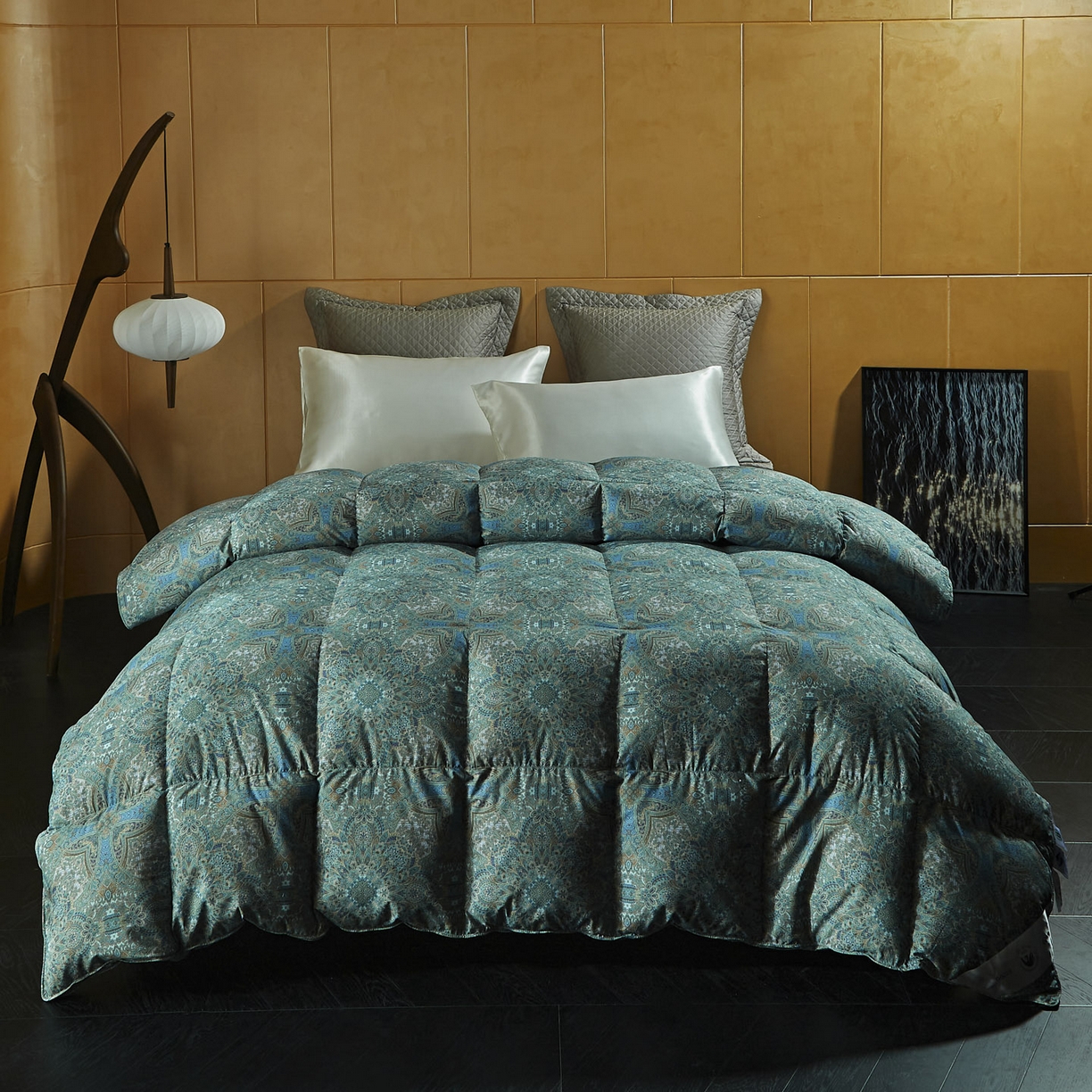 91家纺网 家纺一手货源 找家纺 暖羽屋羽绒馆 2025新款95白鸭绒被芯 罗斯空间 国标鸭绒被 羽绒被子2米双人春秋被 烟雨青