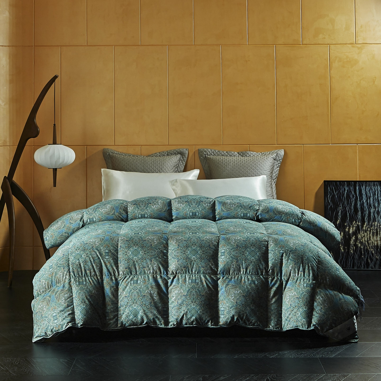 91家纺网 家纺一手货源 找家纺 暖羽屋羽绒馆 2025新款95白鸭绒被芯 罗斯空间 国标鸭绒被 羽绒被子2米双人春秋被 烟雨青