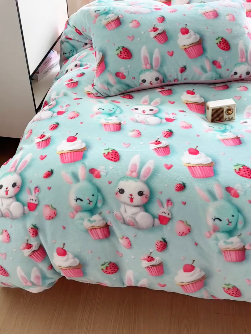 91家纺网 家纺一手货源 找家纺 潮邦创意家居 2025新款5D数码牛奶绒印花系列四件套 甜梦