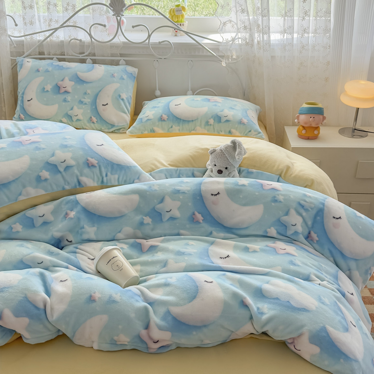 91家纺网 家纺一手货源 找家纺 潮邦创意家居 2025新款5D数码牛奶绒印花系列四件套 新月