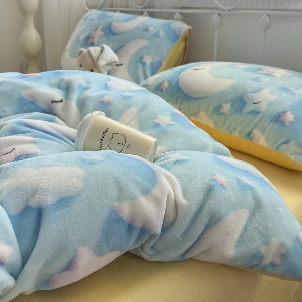 91家纺网 家纺一手货源 找家纺 潮邦创意家居 2025新款5D数码牛奶绒印花系列四件套 新月