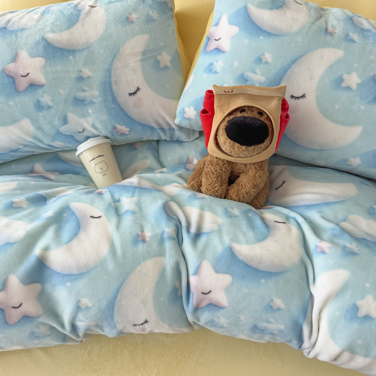 91家纺网 家纺一手货源 找家纺 潮邦创意家居 2025新款5D数码牛奶绒印花系列四件套 新月