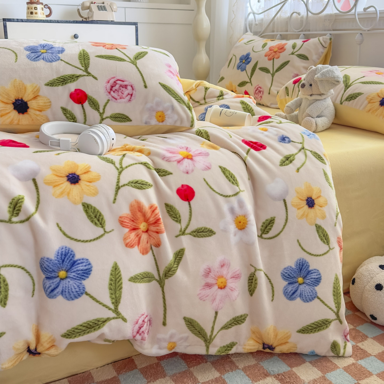 潮邦创意家居 2025新款5D数码牛奶绒印花系列四件套 郁朵