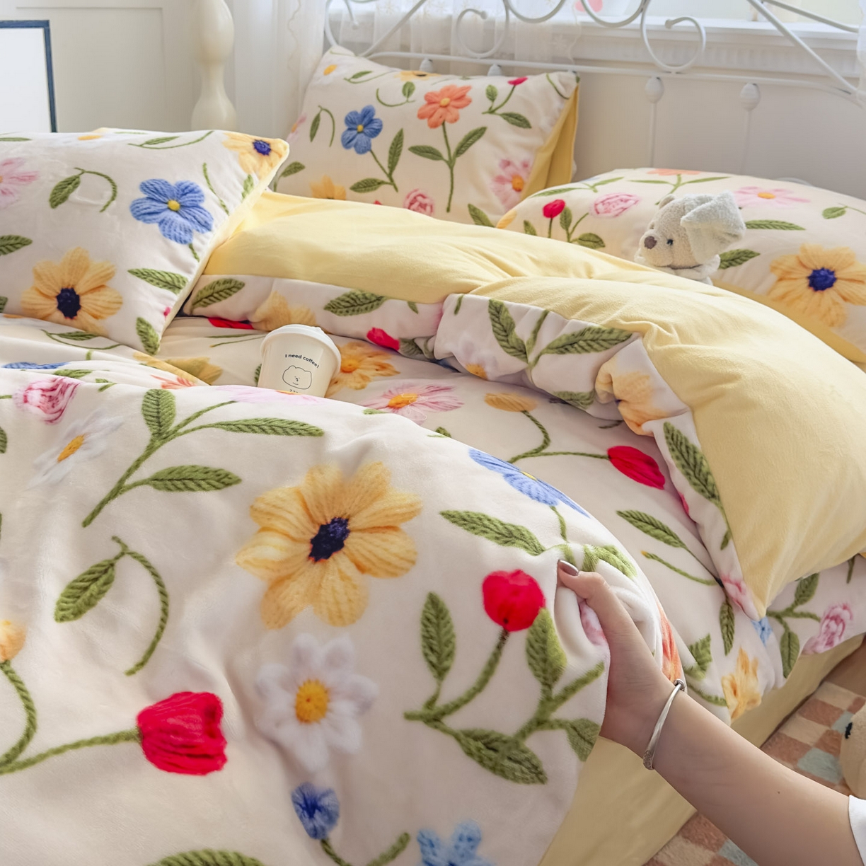 91家纺网 家纺一手货源 找家纺 潮邦创意家居 2025新款5D数码牛奶绒印花系列四件套 郁朵