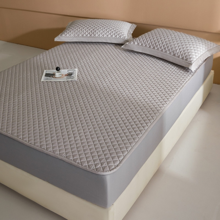 91家纺网 家纺一手货源 找家纺 （总）由有家居 2025新品60S全棉长绒棉绗缝夹棉大豆纤维床垫床褥平铺款床笠款三件套