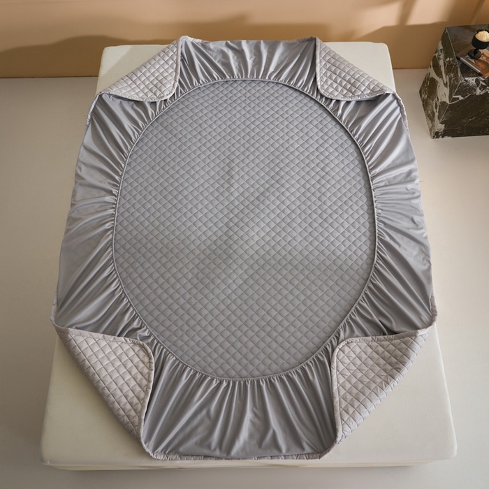 91家纺网 家纺一手货源 找家纺 由有家居 2025新品60S全棉长绒棉绗缝夹棉大豆纤维床垫床褥平铺款床笠款三件套 床笠-高级灰