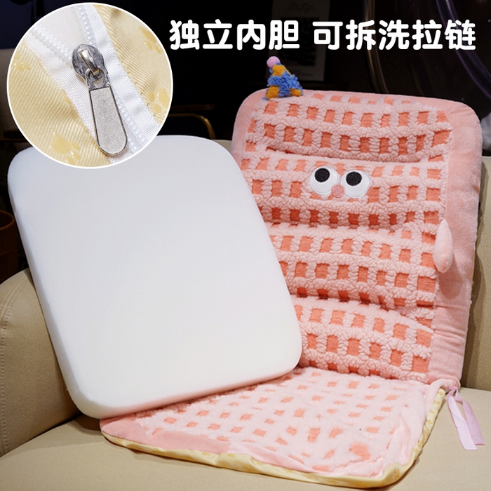 91家纺网 家纺一手货源 找家纺 （总）仟亿莱 2025新款小怪兽羊羔绒横条连体坐垫