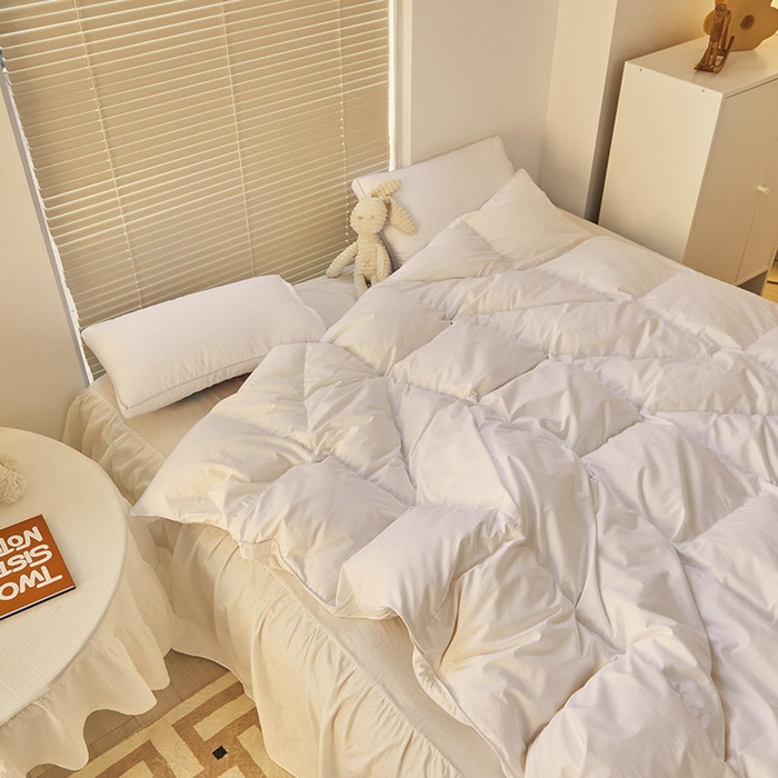 91家纺网 家纺一手货源 找家纺 暖羽屋羽绒馆 2025新款天丝95白鹅绒被芯 儿童羽绒被纯色 加厚冬被 学生春秋被 鹅绒被子 平格-白