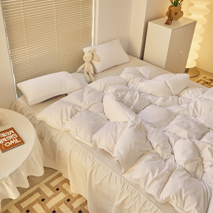 91家纺网 家纺一手货源 找家纺 暖羽屋羽绒馆 2025新款天丝95白鹅绒被芯 儿童羽绒被纯色 加厚冬被 学生春秋被 鹅绒被子 平格-白