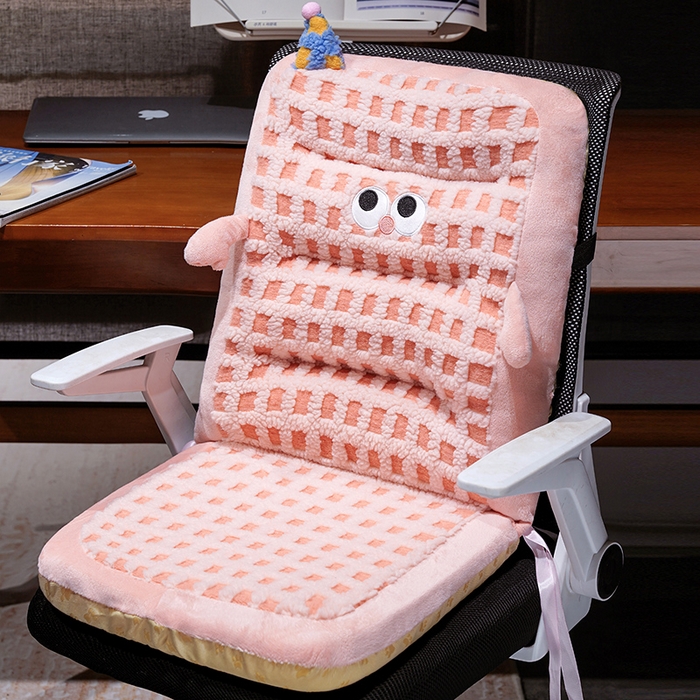 91家纺网 家纺一手货源 找家纺 （总）仟亿莱 2025新款小怪兽羊羔绒横条连体坐垫