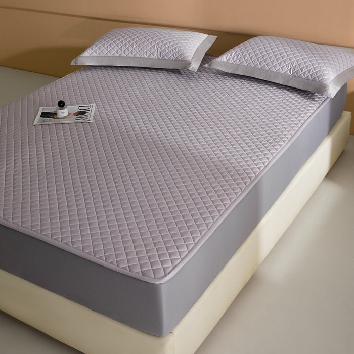 91家纺网 家纺一手货源 找家纺 由有家居 2025新品60S全棉长绒棉绗缝夹棉大豆纤维床垫床褥平铺款床笠款三件套 床笠-莫奈紫