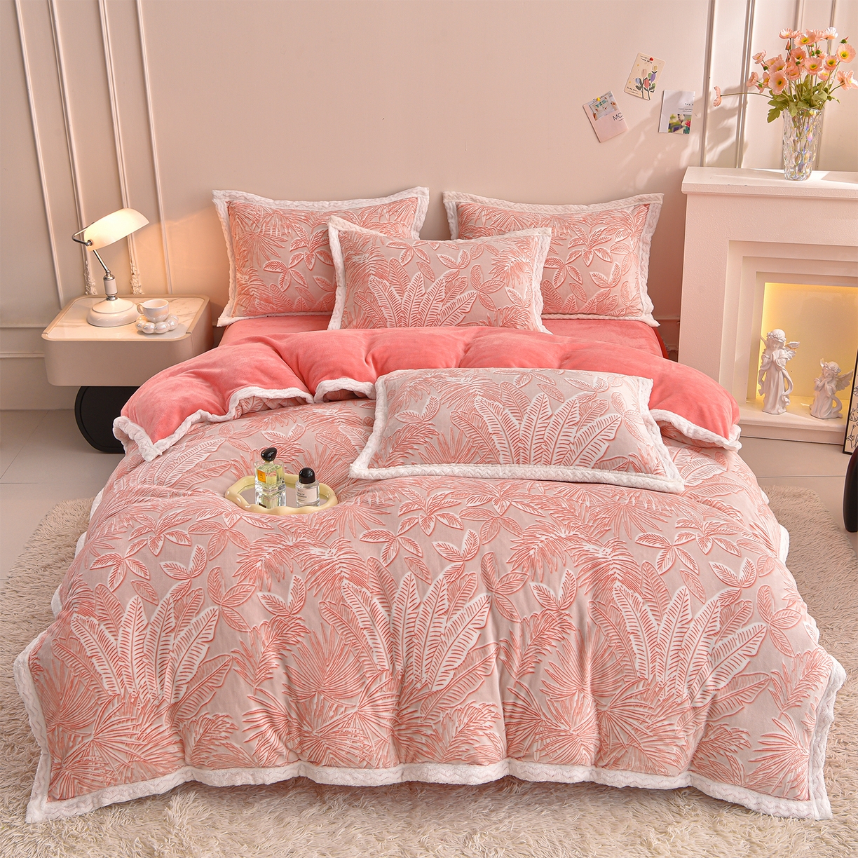 91家纺网 家纺一手货源 找家纺 （总）董成龙家纺 2025新款直播爆款牛奶绒四件套雕花压线款法莱绒四件套11