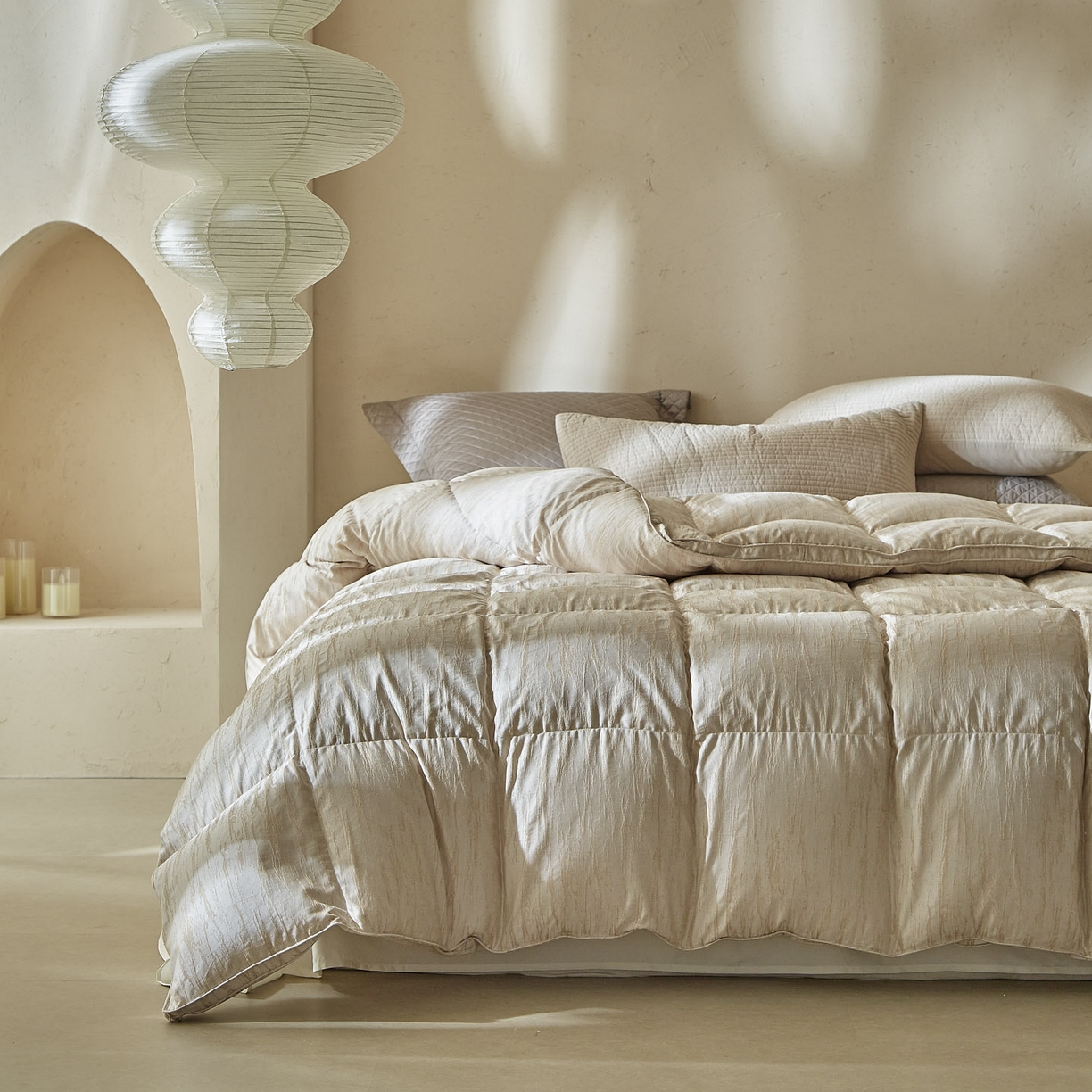 91家纺网 家纺一手货源 找家纺 暖羽屋羽绒馆 2025新款国标 95白鹅绒塞纳河畔羽绒被子  鹅绒被芯 双人冬被 春秋被 塞纳河畔 米色