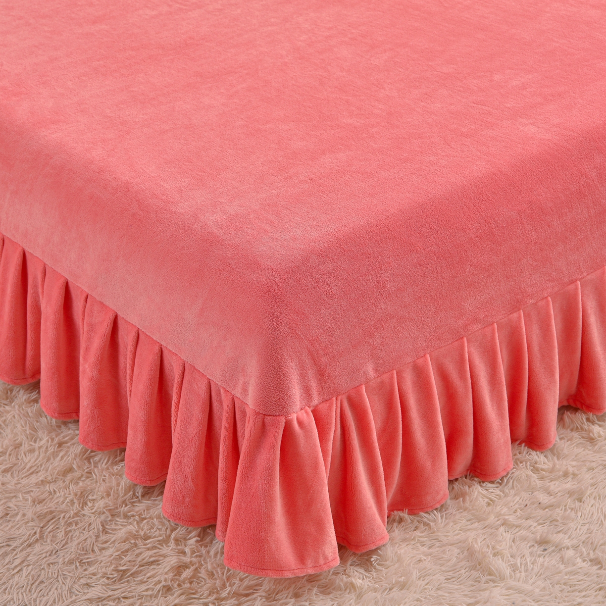 91家纺网 家纺一手货源 找家纺 董成龙家纺 2025新款直播爆款牛奶绒四件套雕花压线款法莱绒四件套11 欧雅-粉