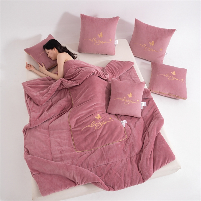 91家纺网 家纺一手货源 找家纺 （总）照世家纺 2025新款蝶影相随牛奶绒多功能抱枕被（控价：不能低于以下：小79，中号99，大139，加大169，超大219.低于零售价的链接，一经发现直接投诉下架，感谢大家的支持）