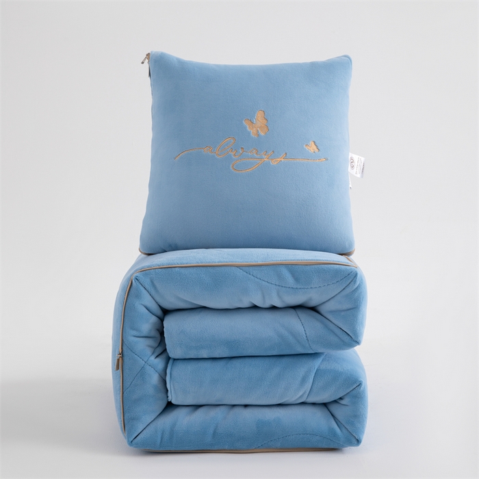 照世家纺 2025新款蝶影相随牛奶绒多功能抱枕被（控价：不能低于以下：小79，中号99，大139，加大169，超大219.低于零售价的链接，一经发现直接投诉下架，感谢大家的支持） 蝶影相随-天蓝