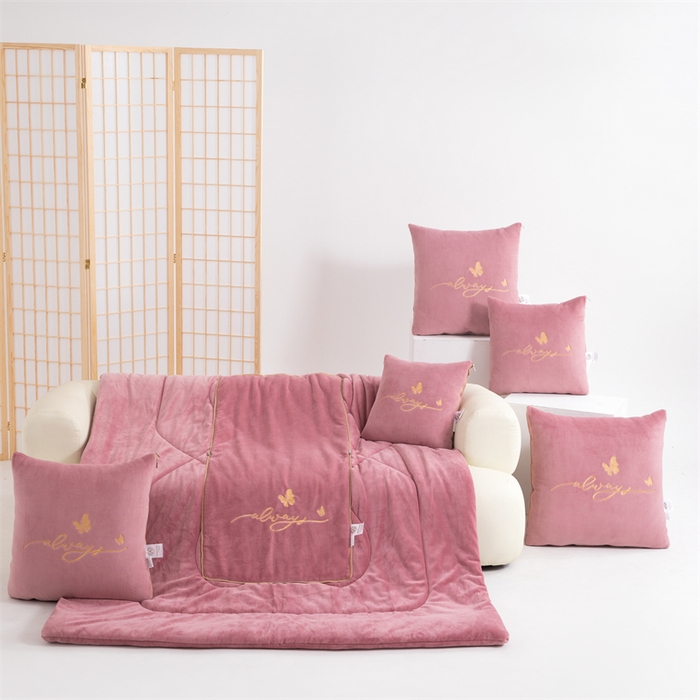 91家纺网 家纺一手货源 找家纺 照世家纺 2025新款蝶影相随牛奶绒多功能抱枕被（控价：不能低于以下：小79，中号99，大139，加大169，超大219.低于零售价的链接，一经发现直接投诉下架，感谢大家的支持） 蝶影相随-豆沙