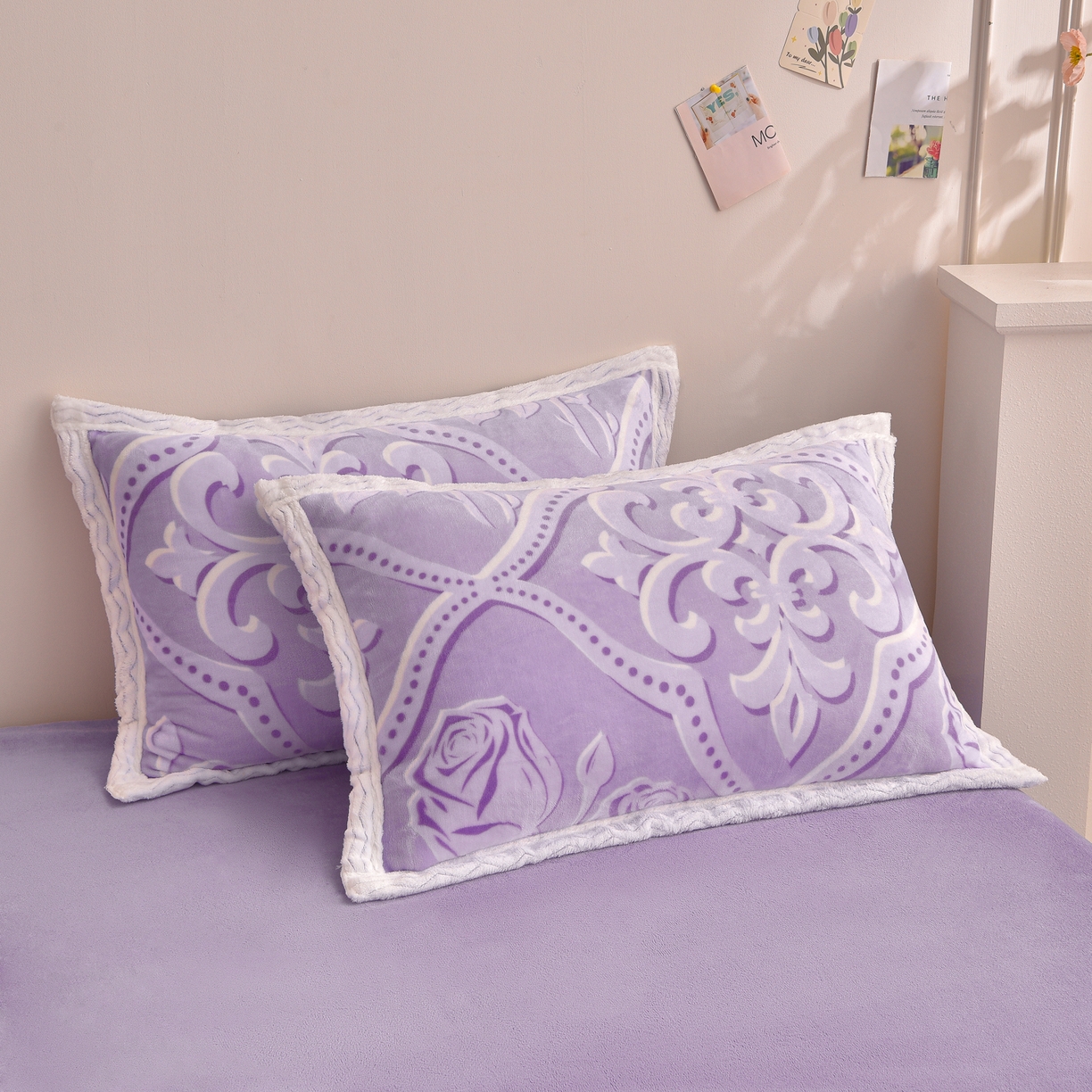 91家纺网 家纺一手货源 找家纺 董成龙家纺 2025新款直播爆款牛奶绒四件套雕花压线款法莱绒四件套11 欧雅-紫