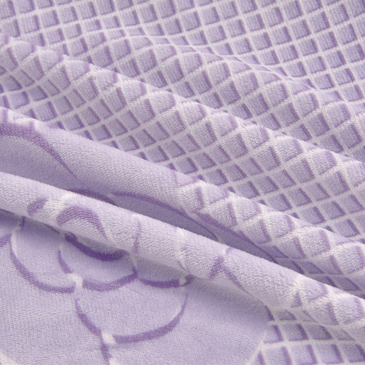 91家纺网 家纺一手货源 找家纺 董成龙家纺 2025新款直播爆款牛奶绒四件套雕花压线款法莱绒四件套11 山茶花-紫