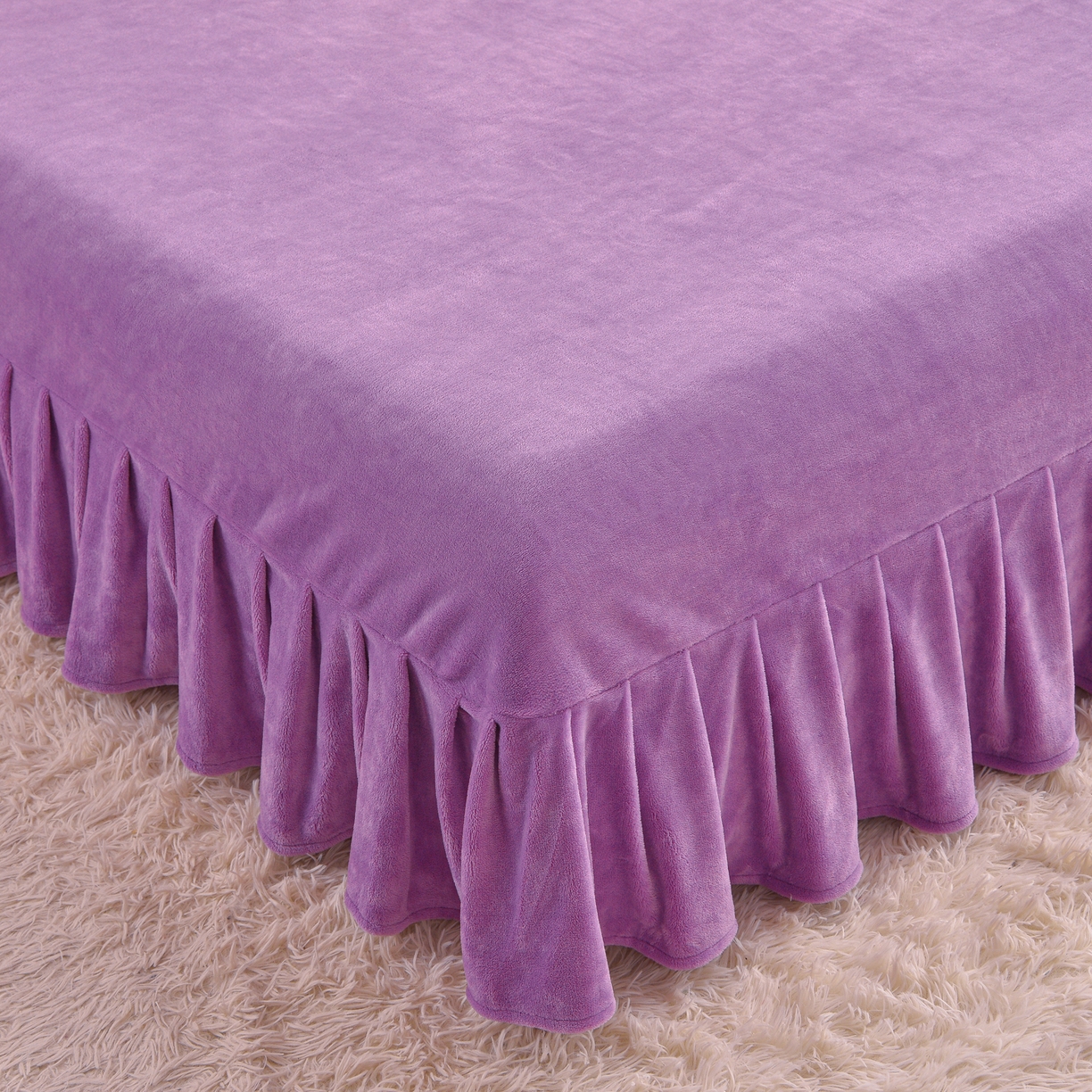 91家纺网 家纺一手货源 找家纺 董成龙家纺 2025新款直播爆款牛奶绒四件套雕花压线款法莱绒四件套11 盛世年华-紫