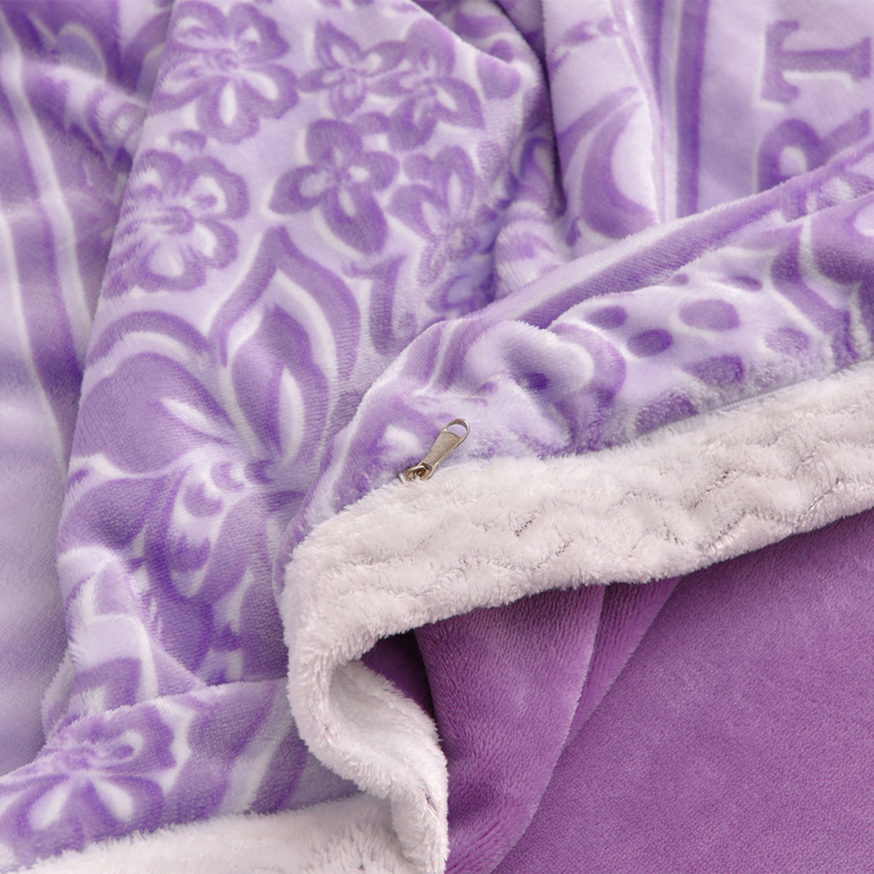 91家纺网 家纺一手货源 找家纺 董成龙家纺 2025新款直播爆款牛奶绒四件套雕花压线款法莱绒四件套11 盛世年华-紫