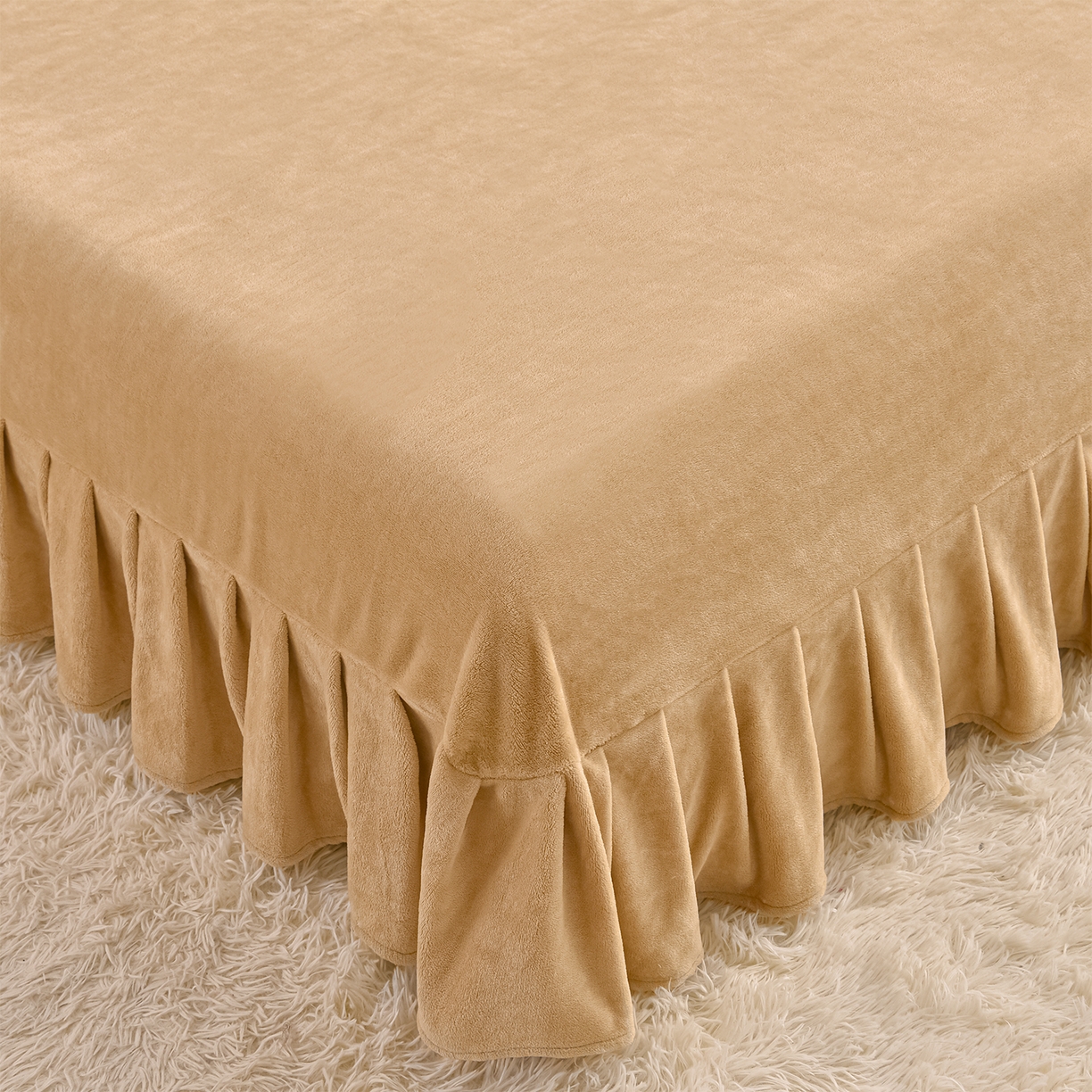 91家纺网 家纺一手货源 找家纺 董成龙家纺 2025新款直播爆款牛奶绒四件套雕花压线款法莱绒四件套11 盛世年华-棕咖