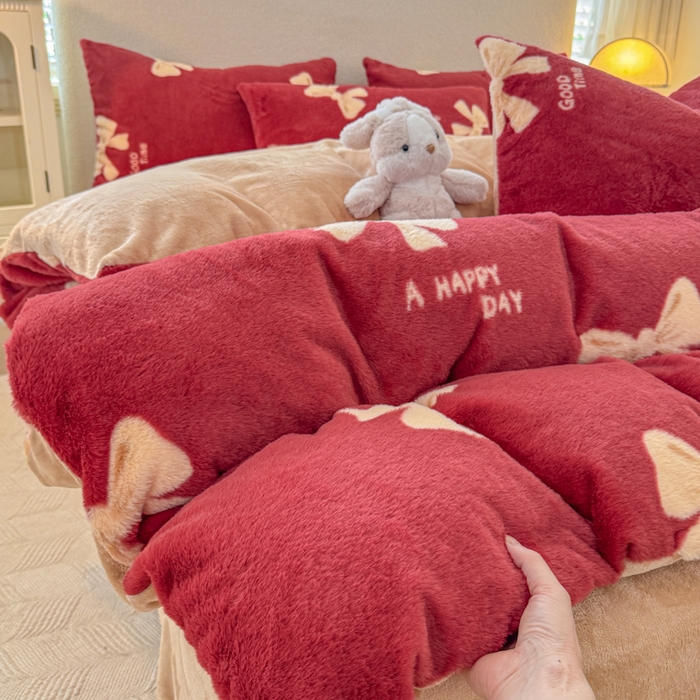 91家纺网 家纺一手货源 找家纺 （总）小叮当家纺仓储工厂店 2025新款印花美拉德兔毛印花单被套 被套单件