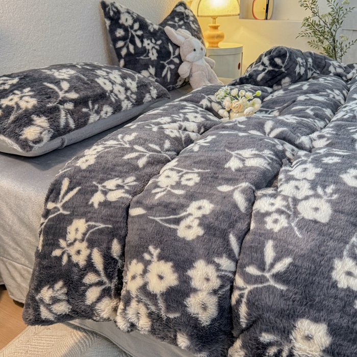 小叮当家纺仓储工厂店 2025新款印花美拉德兔毛印花单被套 被套单件 莫奈花园