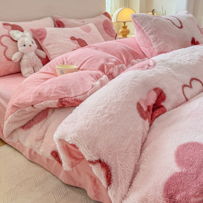 91家纺网 家纺一手货源 找家纺 小叮当家纺仓储工厂店 2025新款印花美拉德兔毛印花单被套 被套单件 米妮