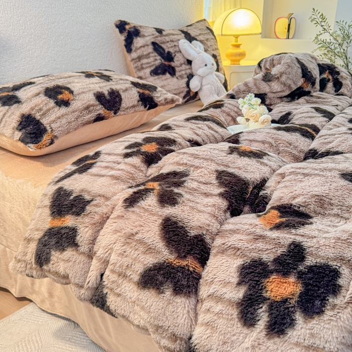 小叮当家纺仓储工厂店 2025新款印花美拉德兔毛印花单被套 被套单件 绽放