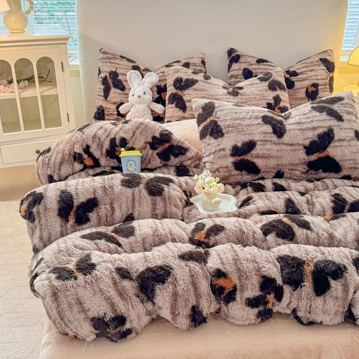 91家纺网 家纺一手货源 找家纺 小叮当家纺仓储工厂店 2025新款印花美拉德兔毛印花单被套 被套单件 绽放