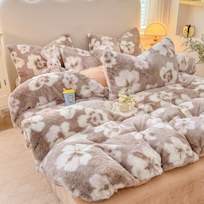 91家纺网 家纺一手货源 找家纺 小叮当家纺仓储工厂店 2025新款印花美拉德兔毛印花单被套 被套单件 繁花