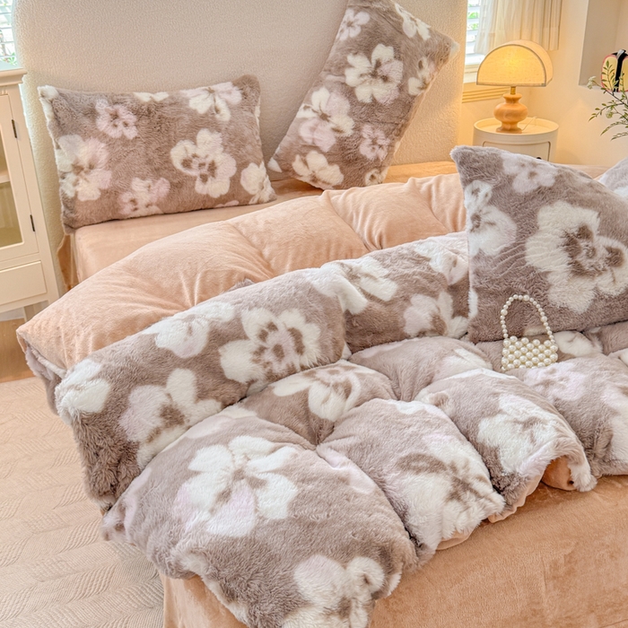 91家纺网 家纺一手货源 找家纺 小叮当家纺仓储工厂店 2025新款印花美拉德兔毛印花单被套 被套单件 繁花