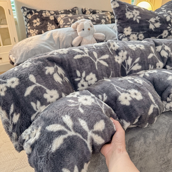 91家纺网 家纺一手货源 找家纺 小叮当家纺仓储工厂店 2025新款印花美拉德兔毛印花单被套 被套单件 莫奈花园