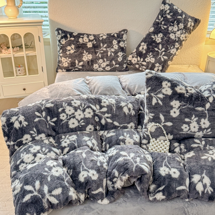 91家纺网 家纺一手货源 找家纺 小叮当家纺仓储工厂店 2025新款印花美拉德兔毛印花单被套 被套单件 莫奈花园