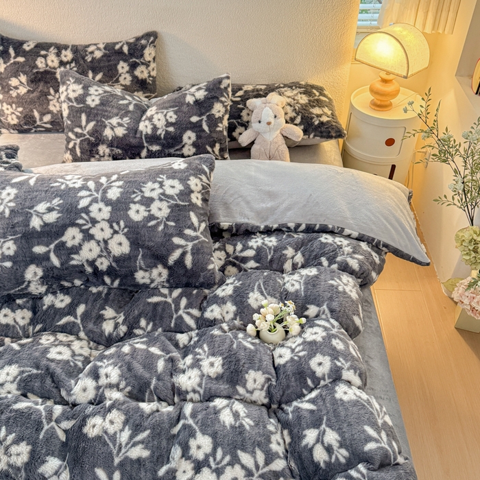 91家纺网 家纺一手货源 找家纺 小叮当家纺仓储工厂店 2025新款印花美拉德兔毛印花单被套 被套单件 莫奈花园